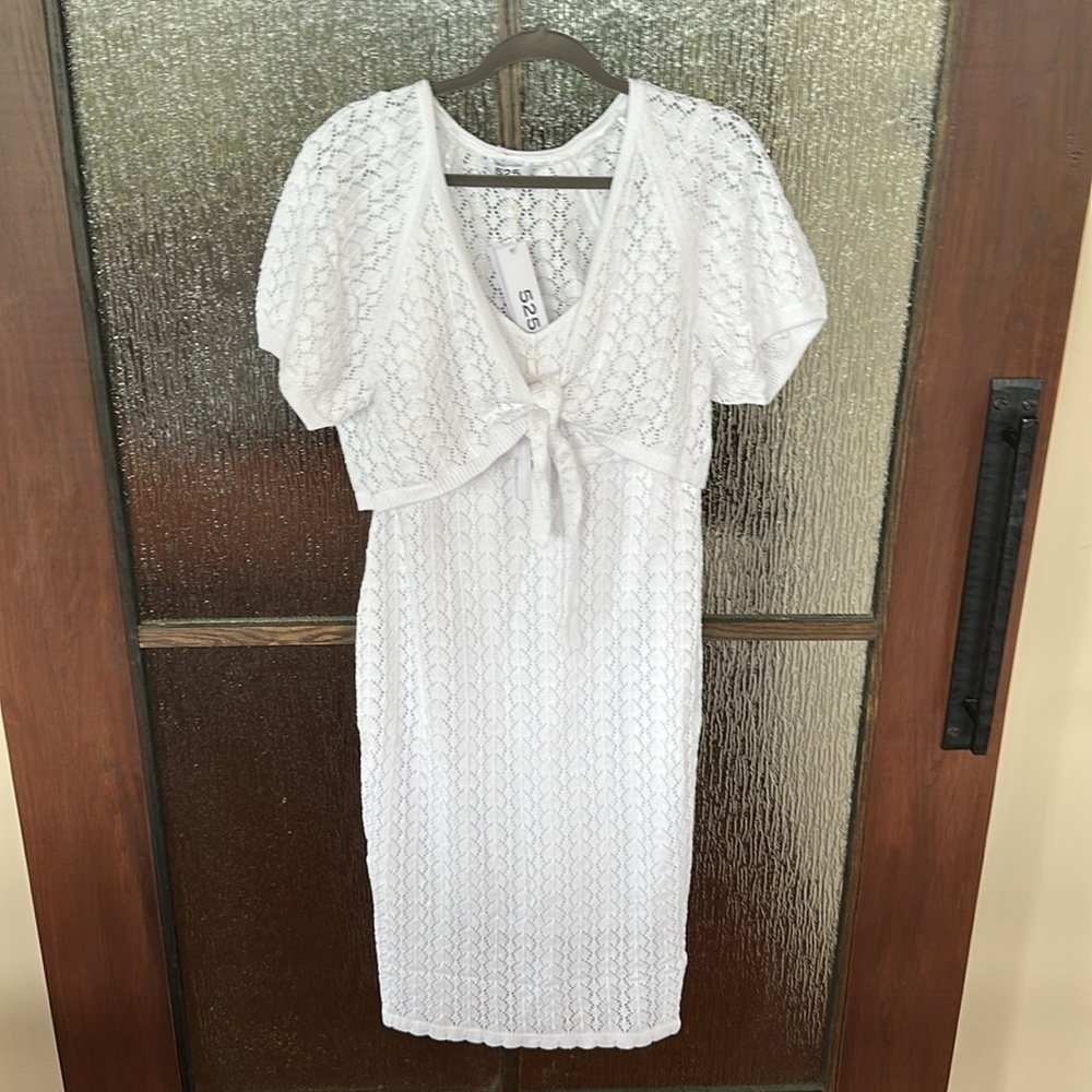 Revolve* 525 Pointelle Cotton Dress size Large knit dress and removable sweater.